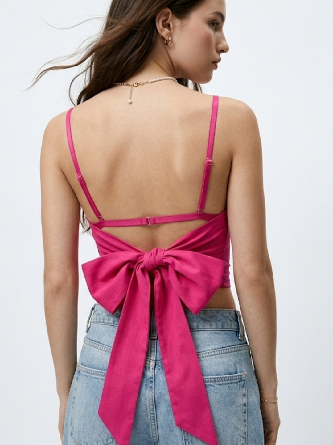 Magenta Tube Top with Back Bow Detail