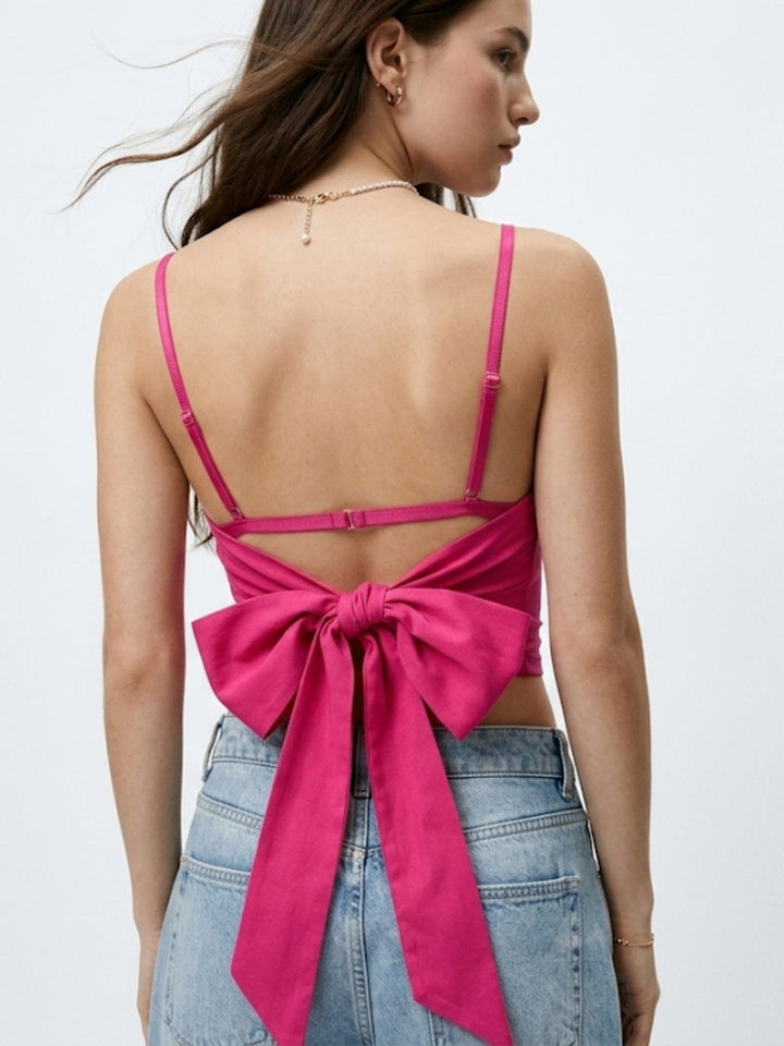 Magenta Tube Top with Back Bow Detail