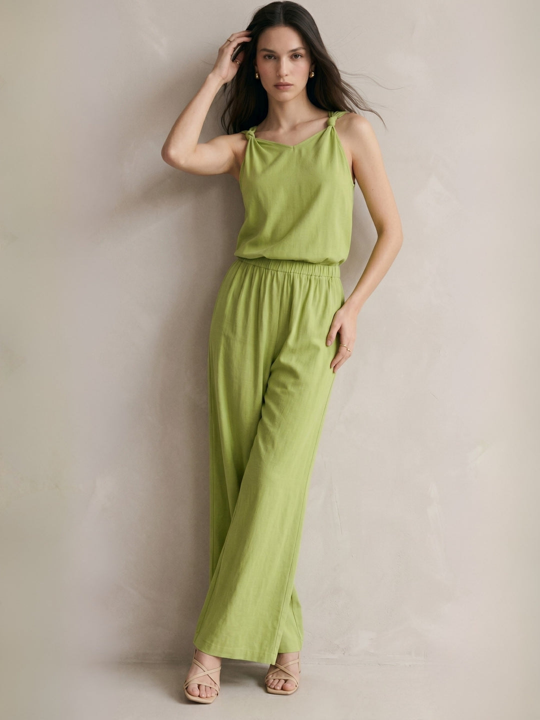 Green Cami Top Flared Pant Co-Ord