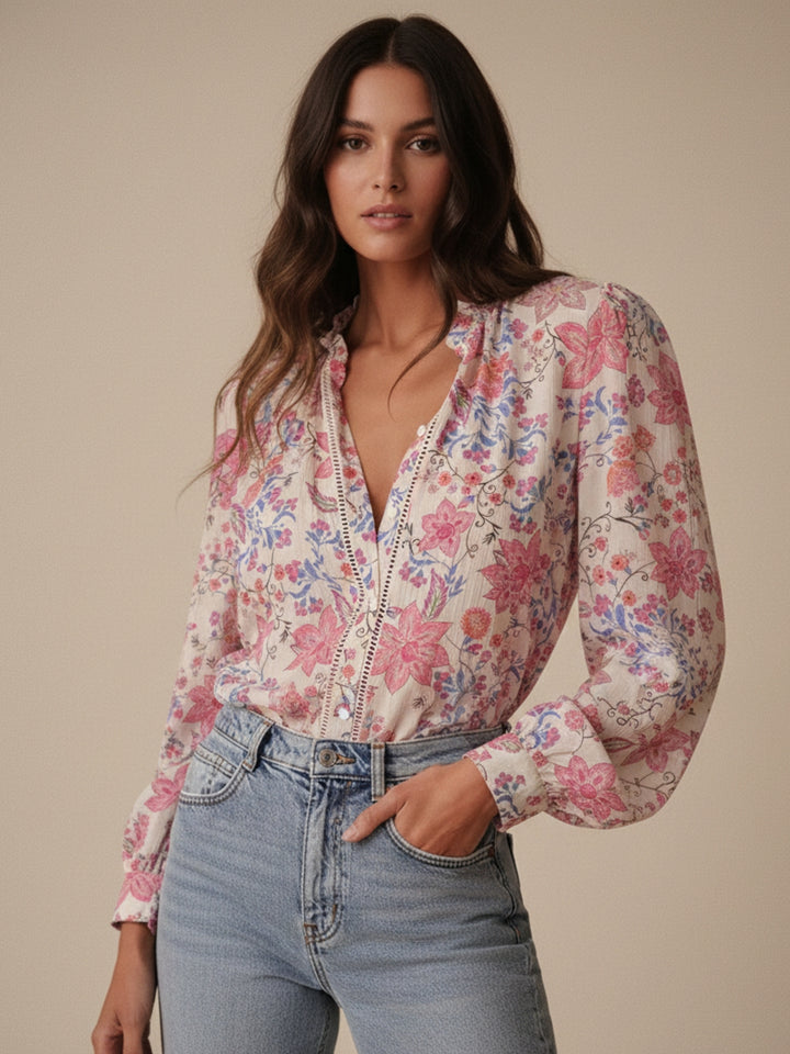 Multi Mandarin Collared Printed Blousson