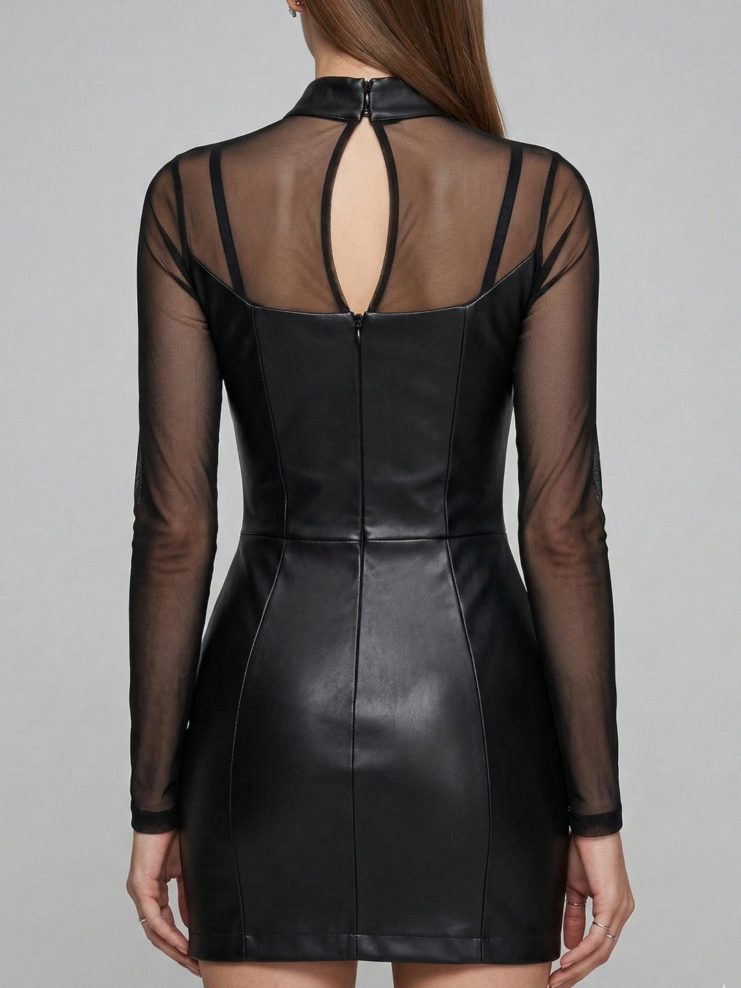 Black Mesh Sleeve Bodycon Dress