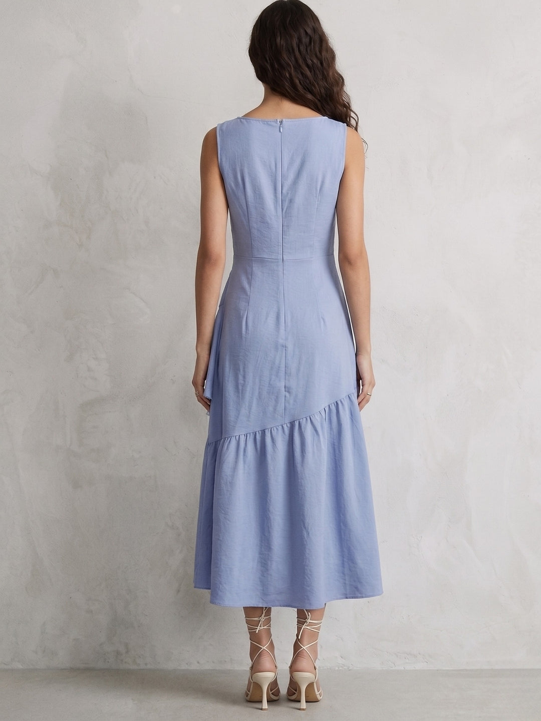Blue Sleeveless Flared Dress