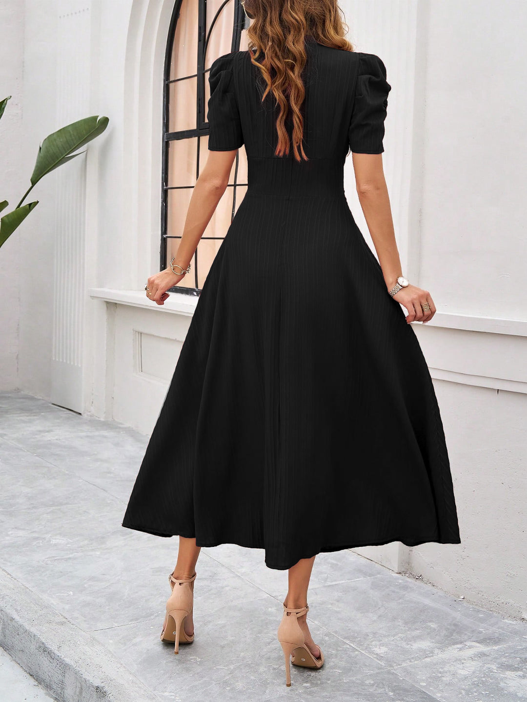 Black Fit And Flare Midi Dress