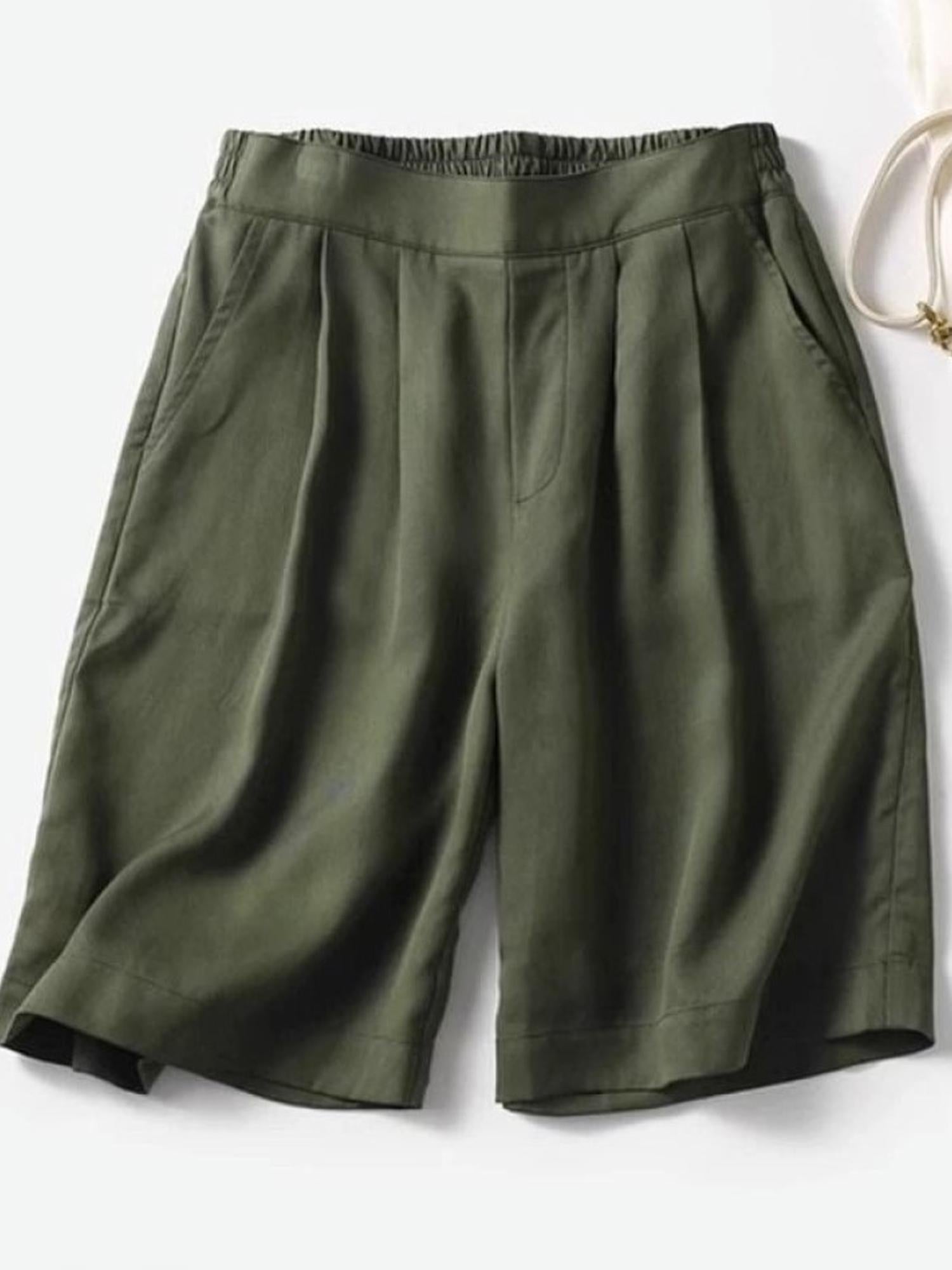 Black Elasticated Pleated Shorts