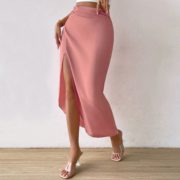 Pink Fitted Skirt With Side Slit