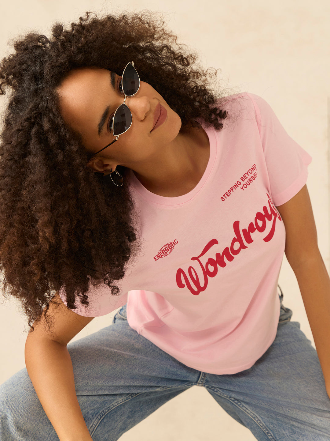 Pink Short Sleeves Crew Neck T-Shirt