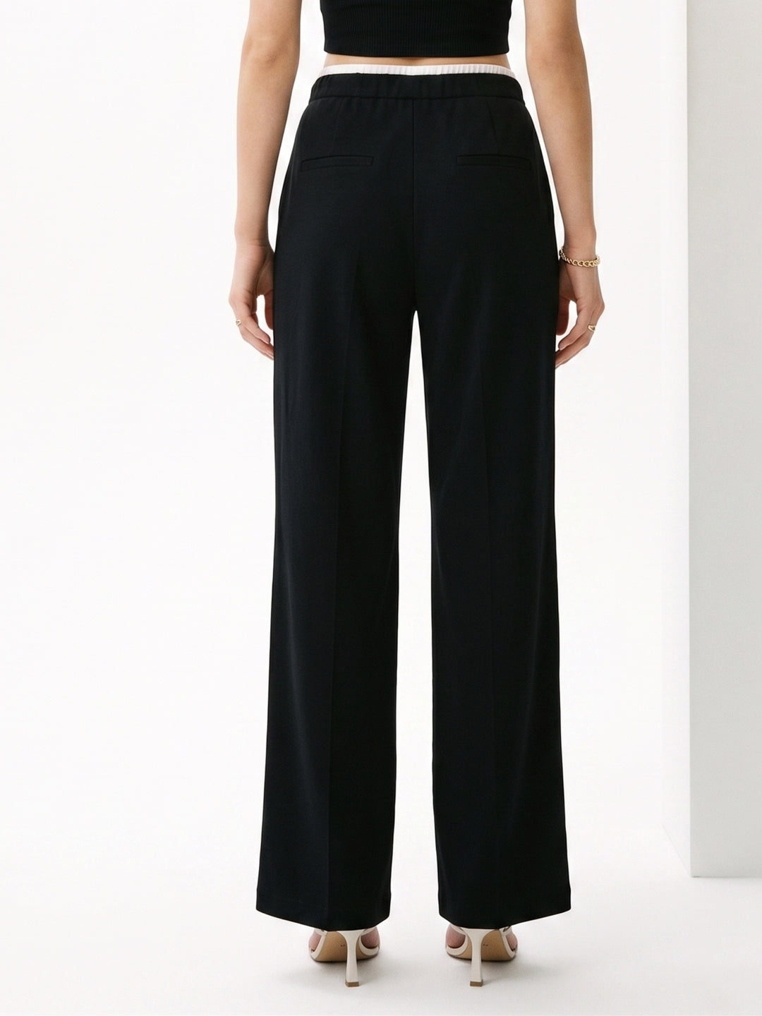Black Contrast Elasticated Waistband Joggers