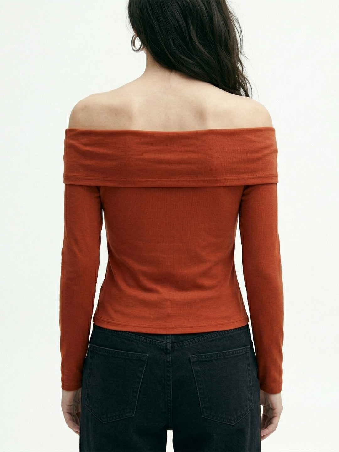 Rust Off Shoulder Front Buttoned Top
