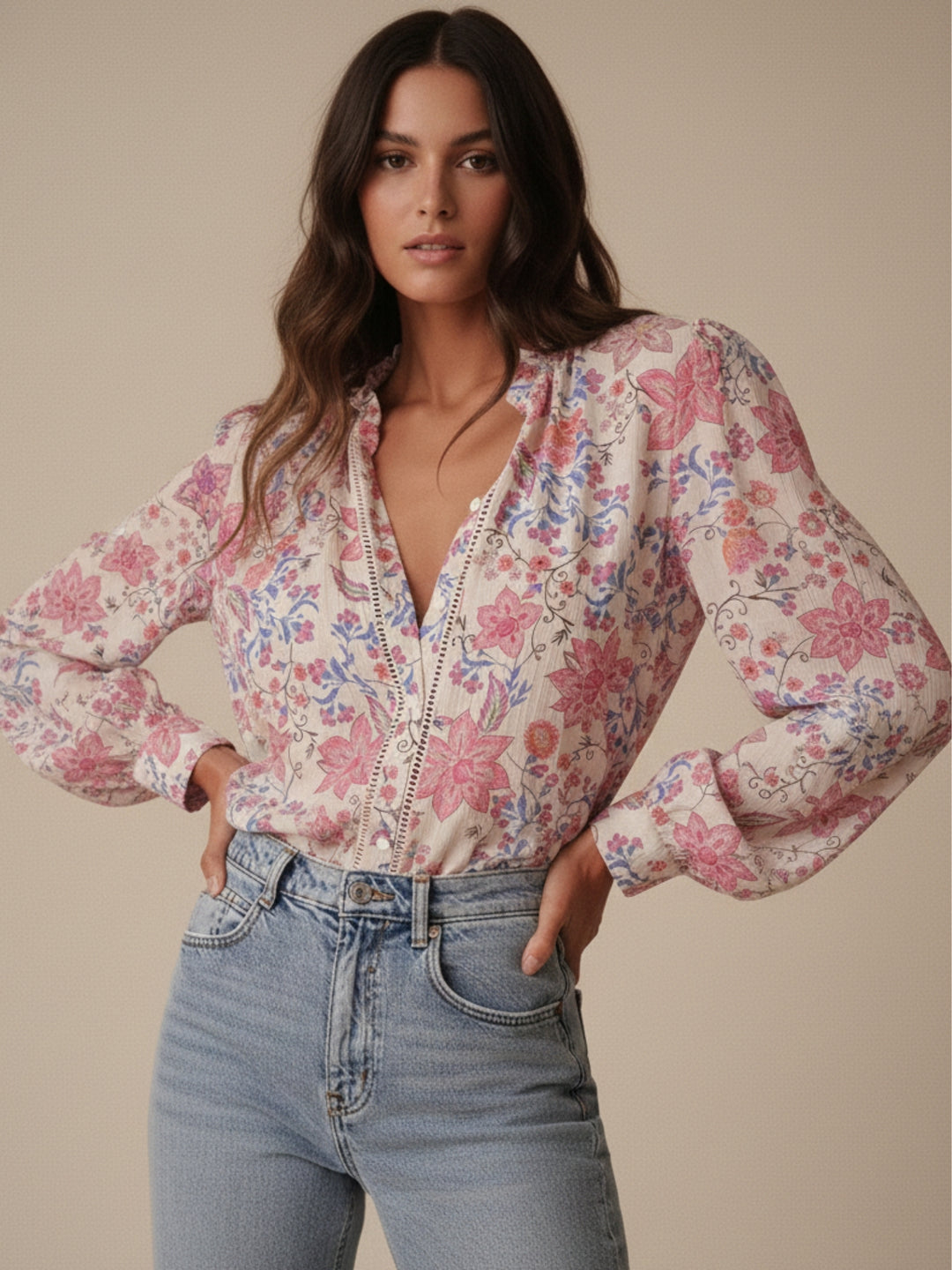 Multi Mandarin Collared Printed Blousson