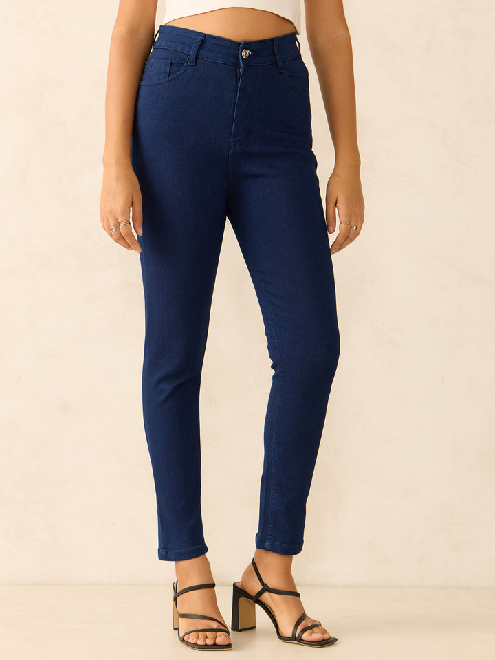 Navy Blue Pencil Slim Fit High-Rise Jeans