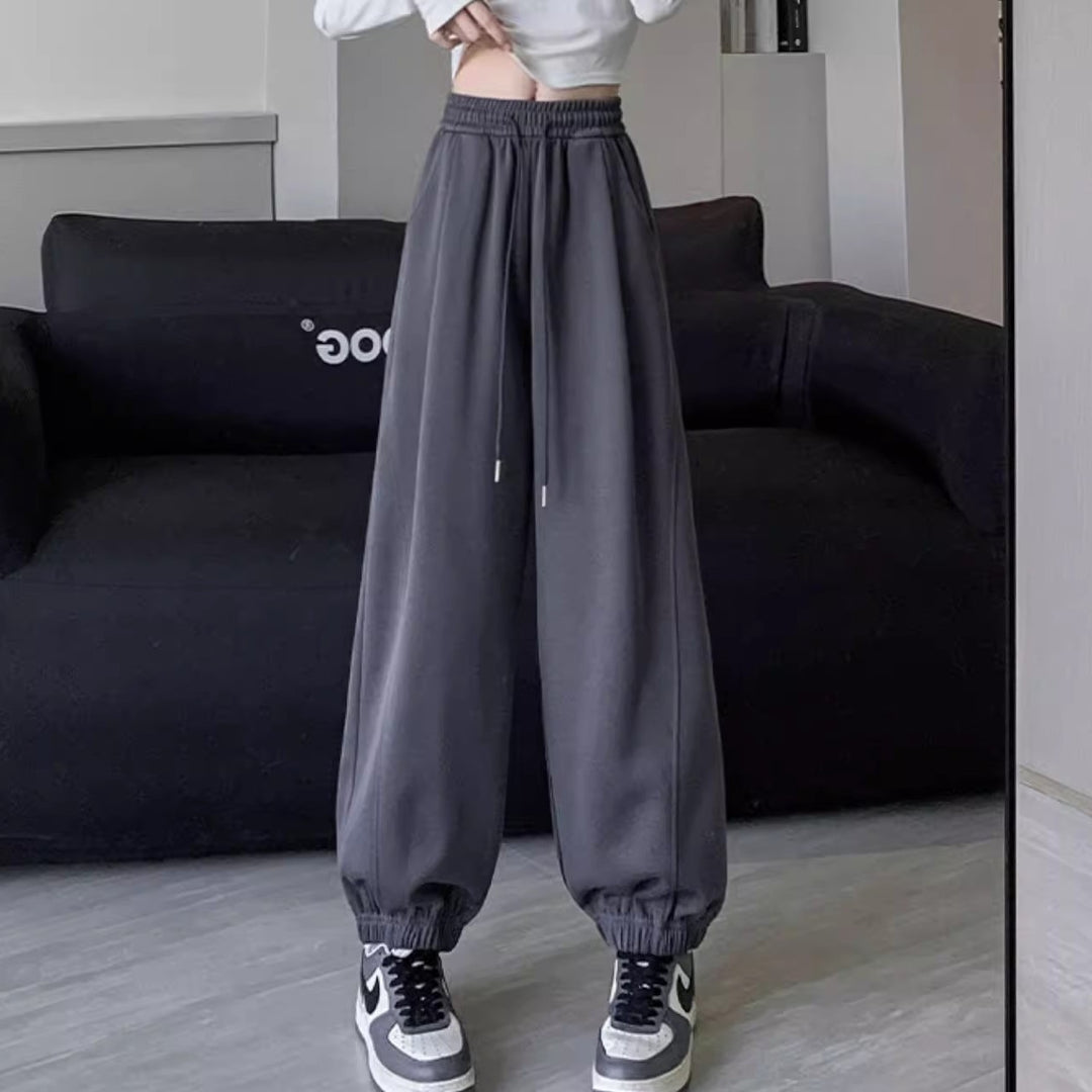 Charcoal Wide Leg Solid Joggers