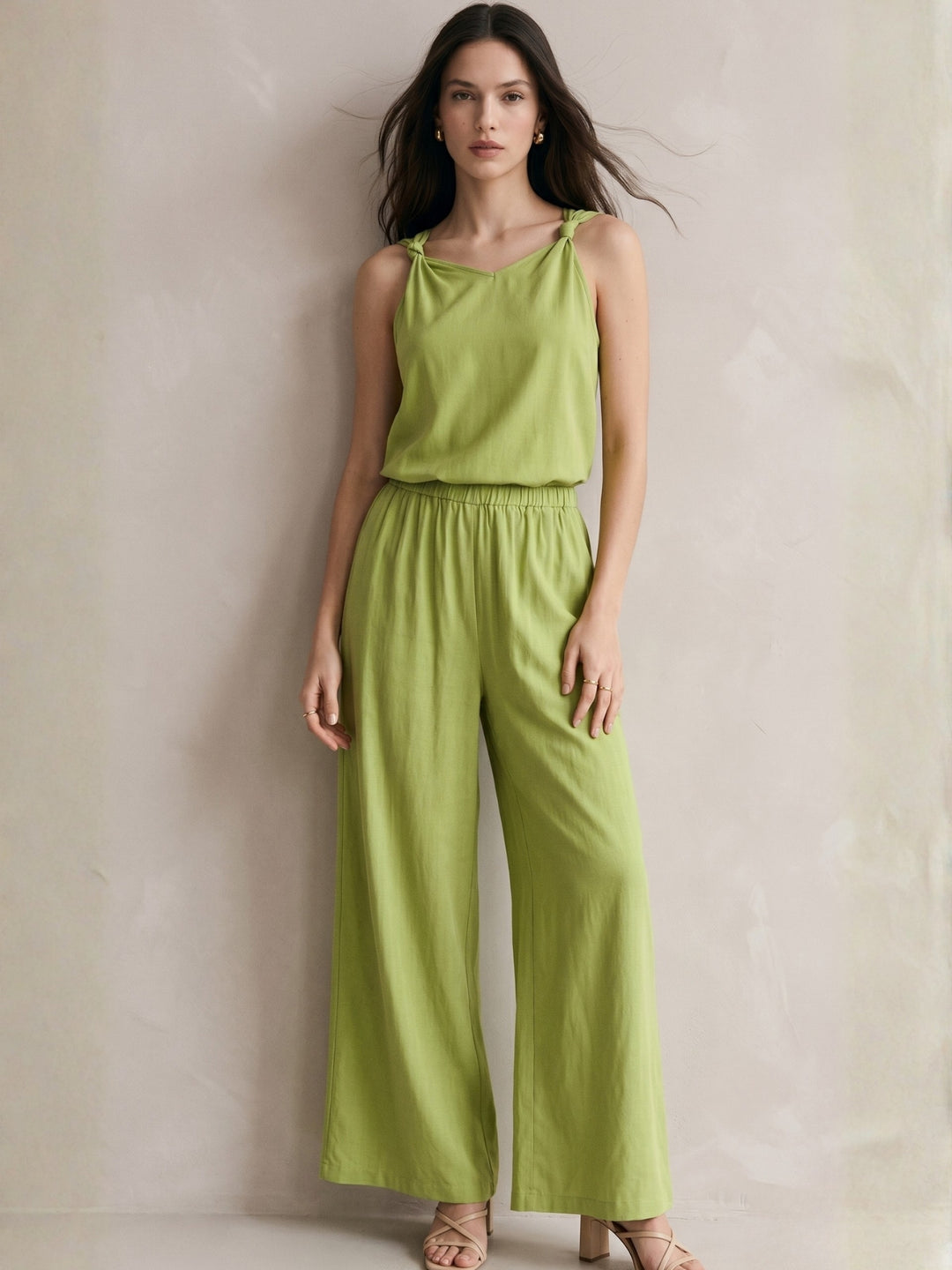 Green Cami Top Flared Pant Co-Ord