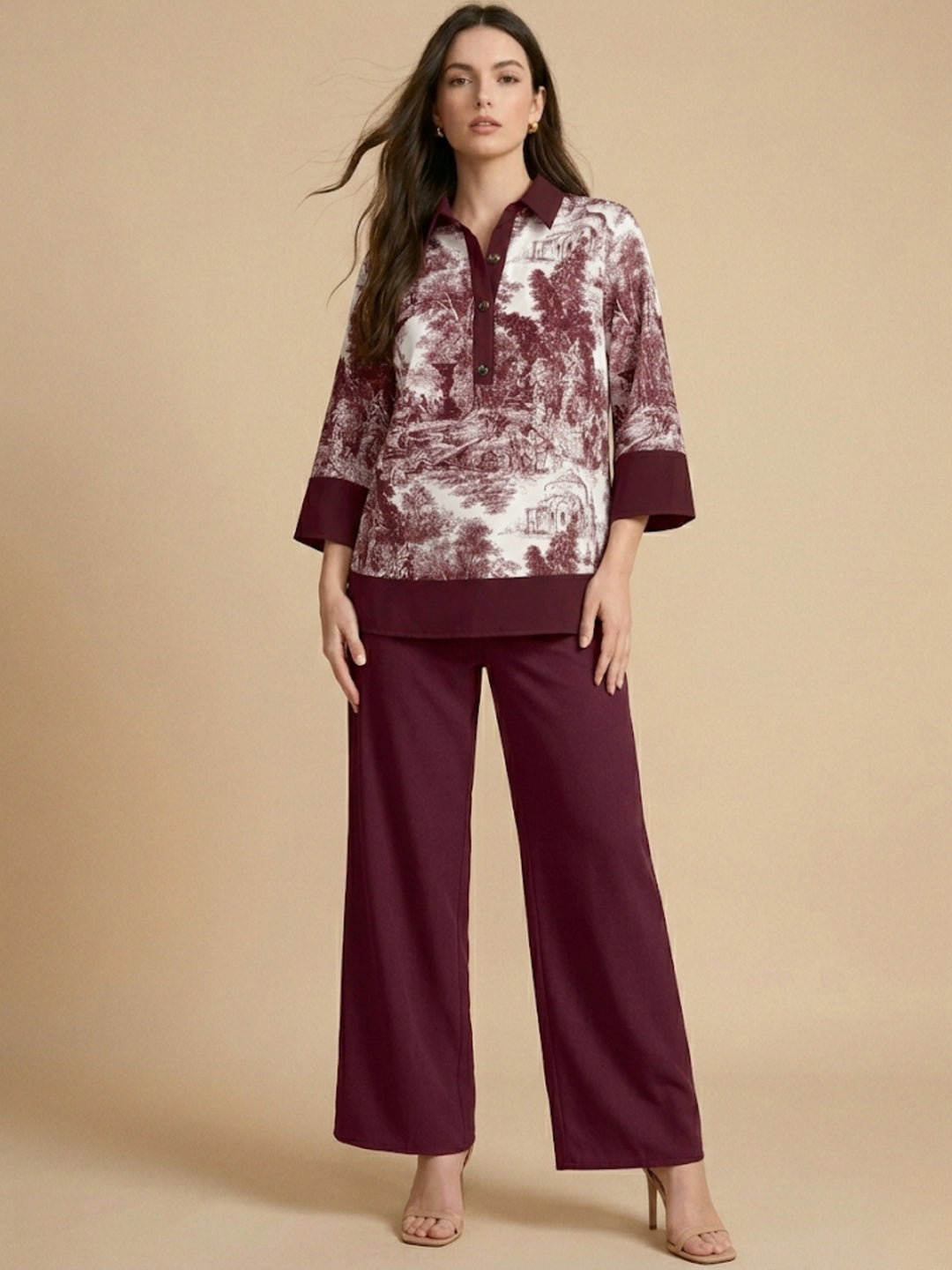 Wine Abstract Printed Co-Ord Set