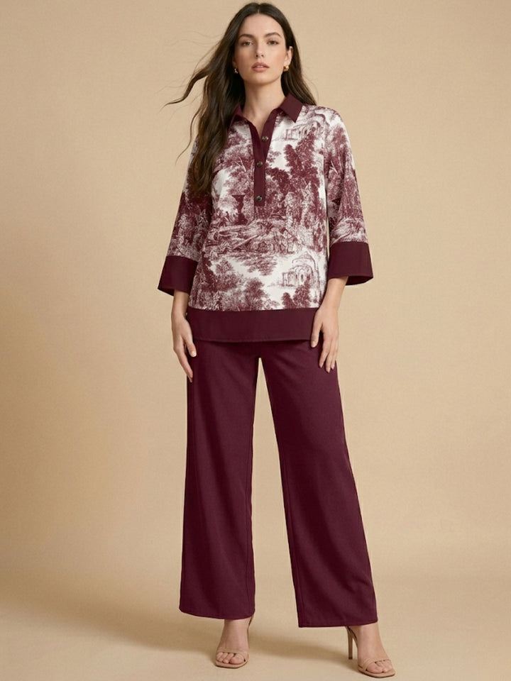 Wine Abstract Printed Co-Ord Set