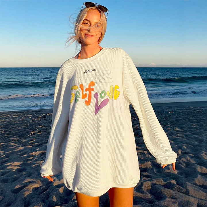 White Oversized Graphic Sweatshirt