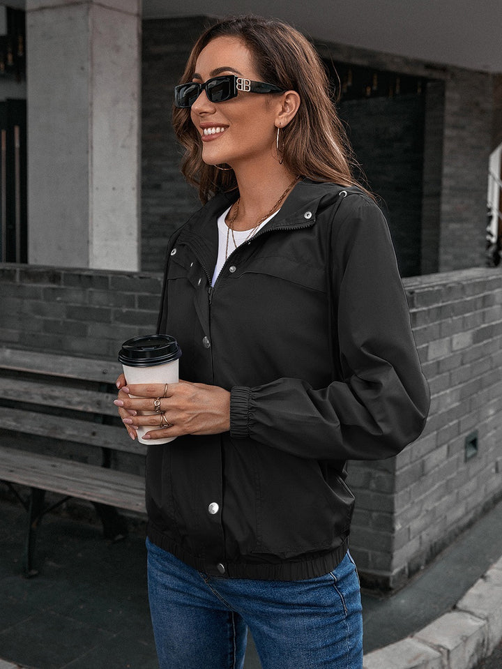 Black Casual Lightweight Hoodie Jacket