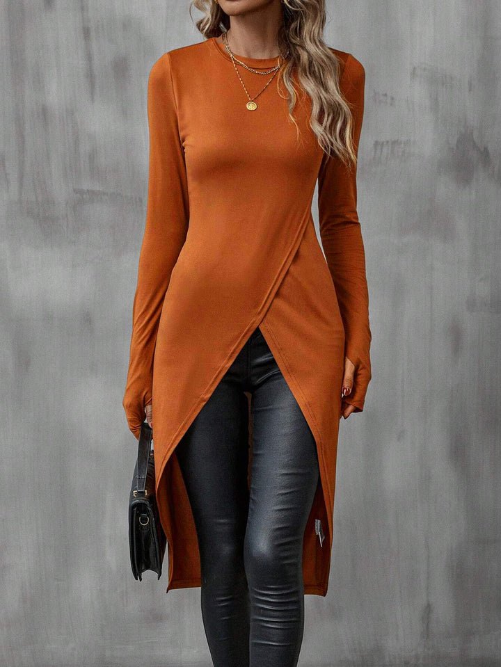 Rust Criss Cross Hem Longline Top