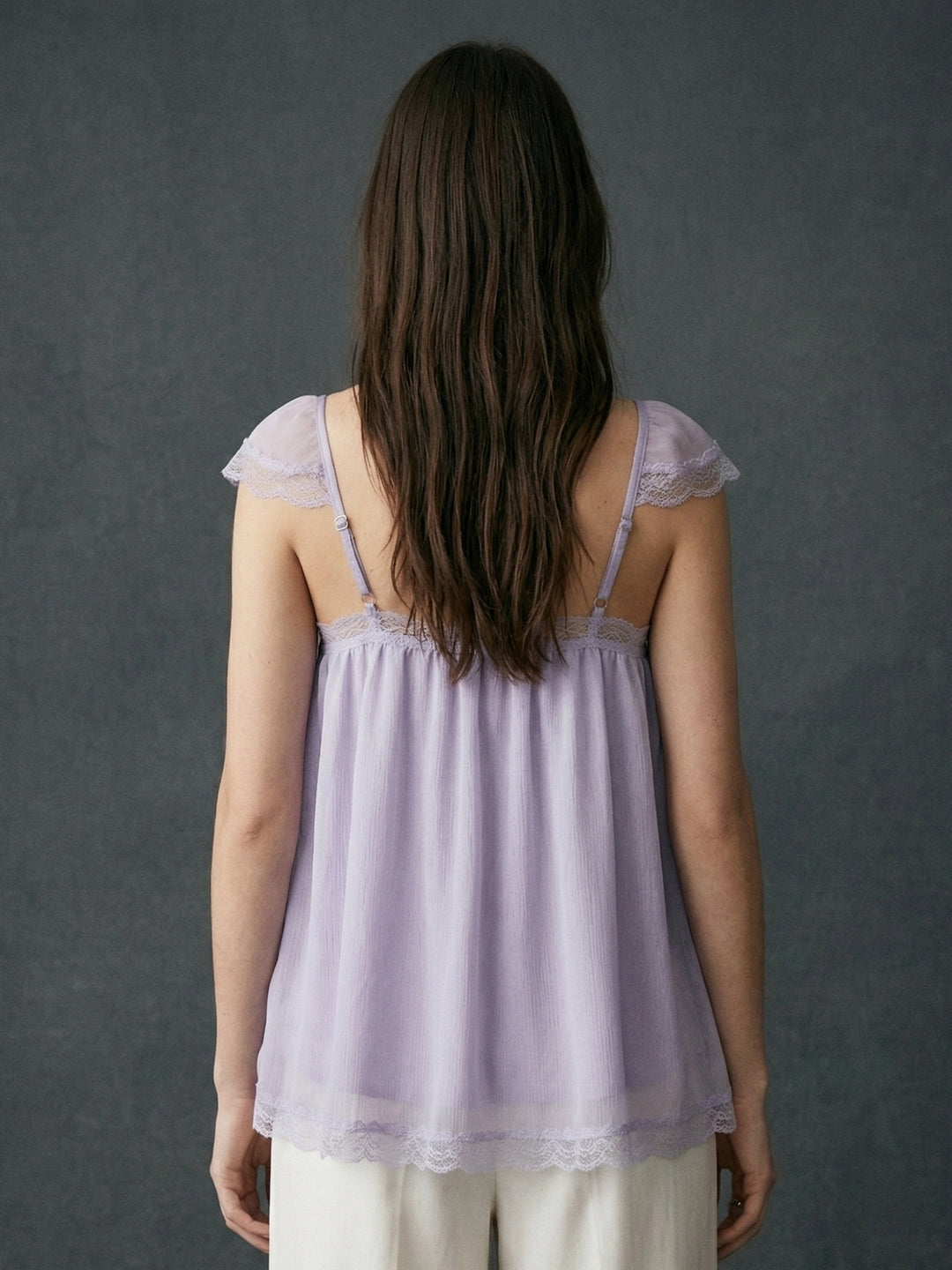 Lilac Square Neck Flowy Blouse