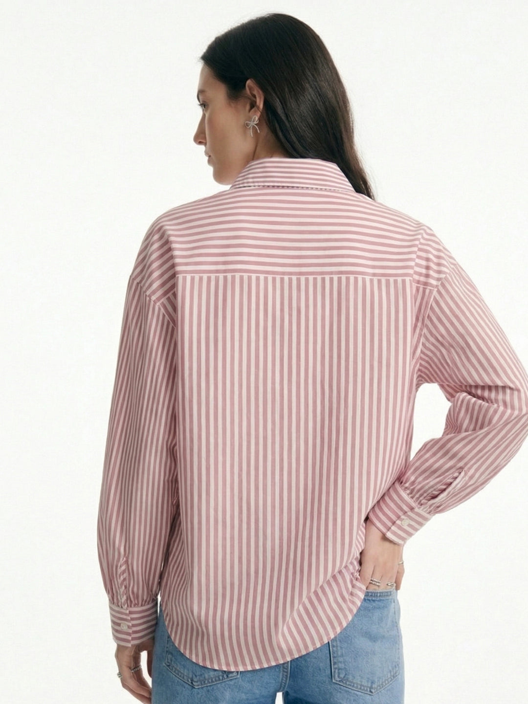 Pink Front Buttoned Striped Shirt