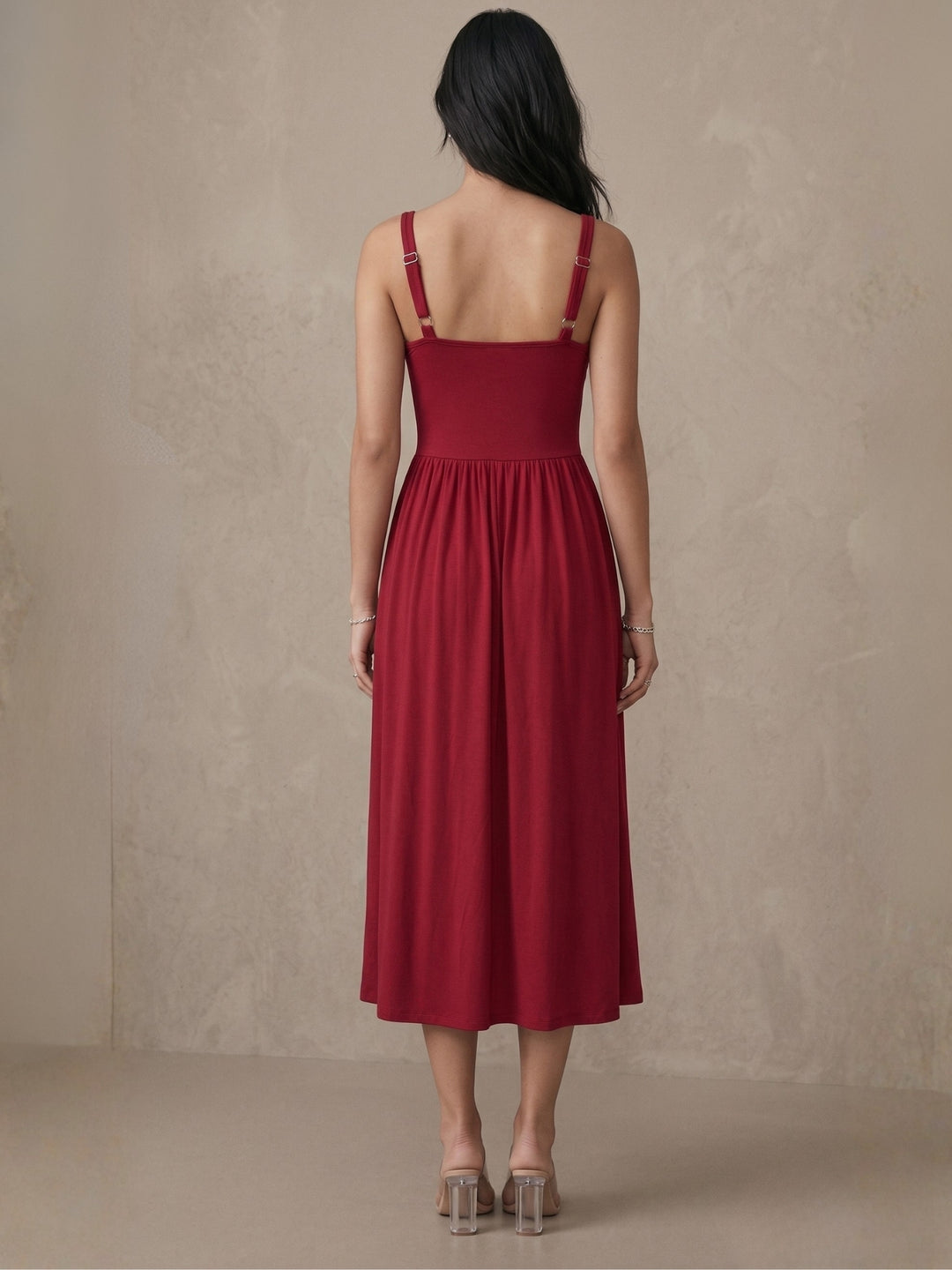 Red Shoulder Strap Corset Style Dress