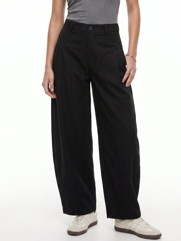 Black High Waist Pleated Trousers