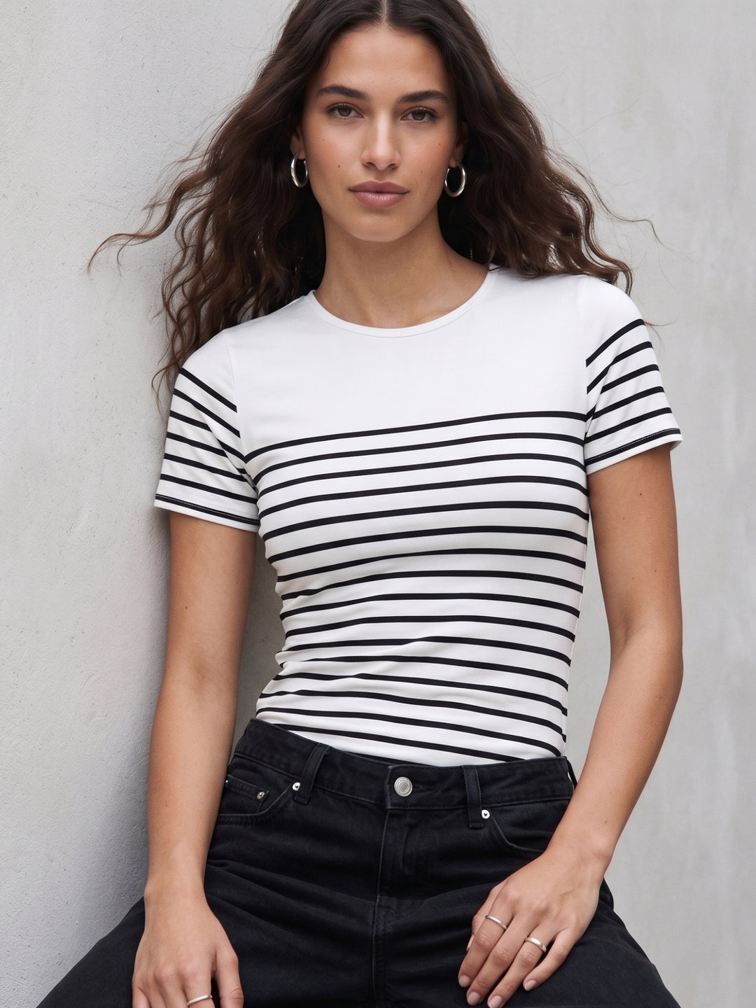 White Striped Top With Back Bows