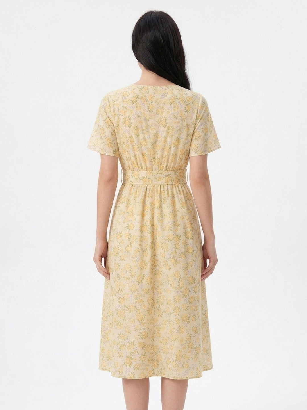 Multi Flare Sleeve Waist Tie-Up Printed Dress
