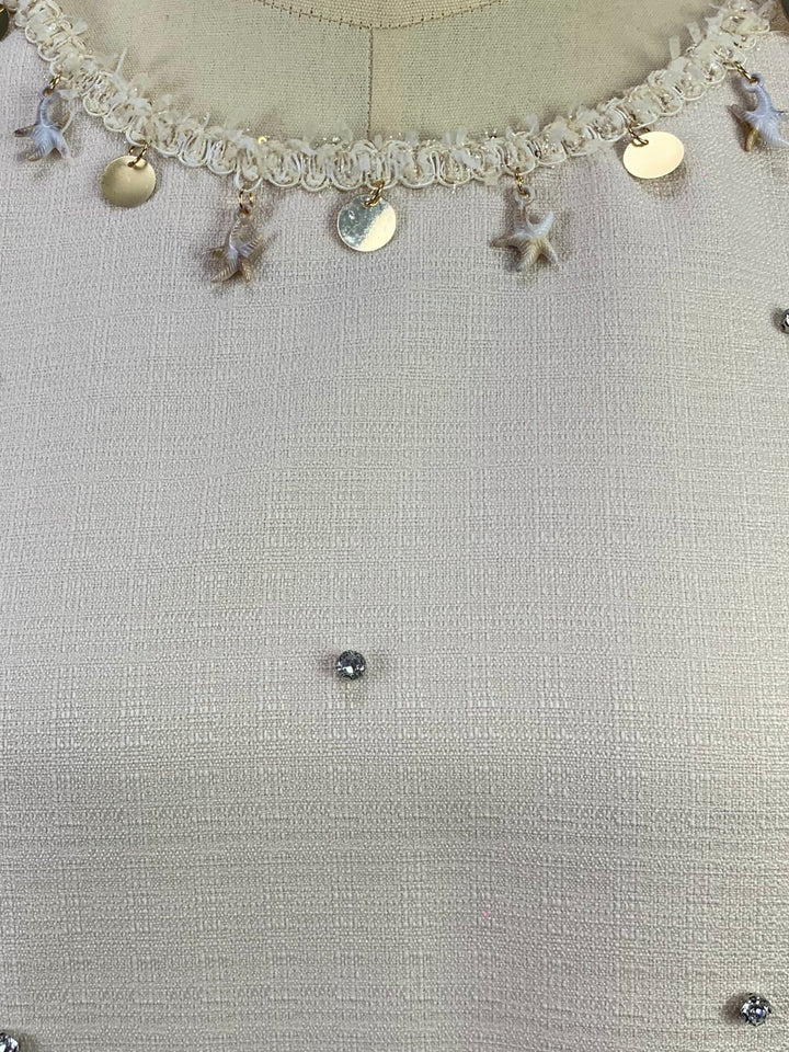Cream Trim Detail Top And Shorts Set