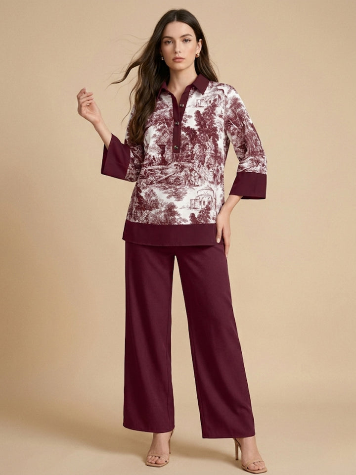 Wine Abstract Printed Co-Ord Set