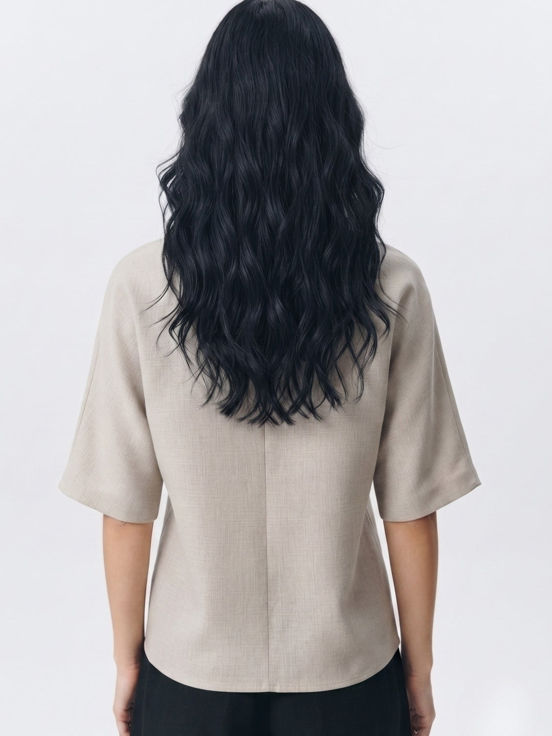Tan Waist Tie-Up Relaxed Top