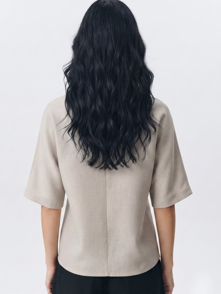 Tan Waist Tie-Up Relaxed Top