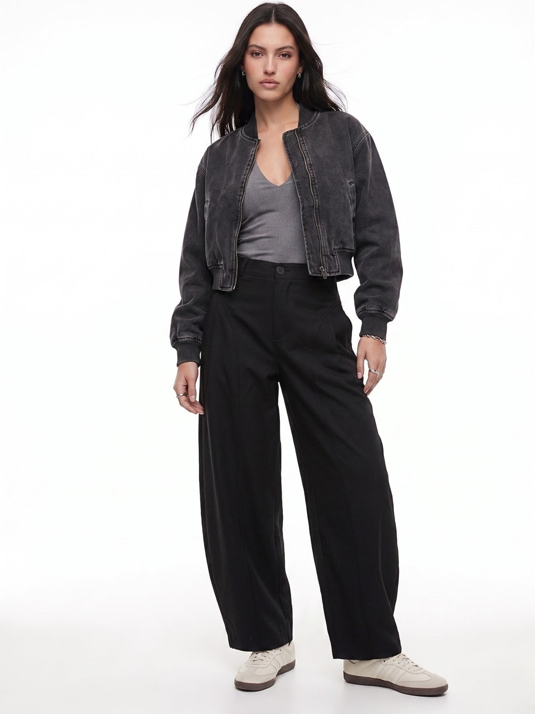 Black High Waist Pleated Trousers