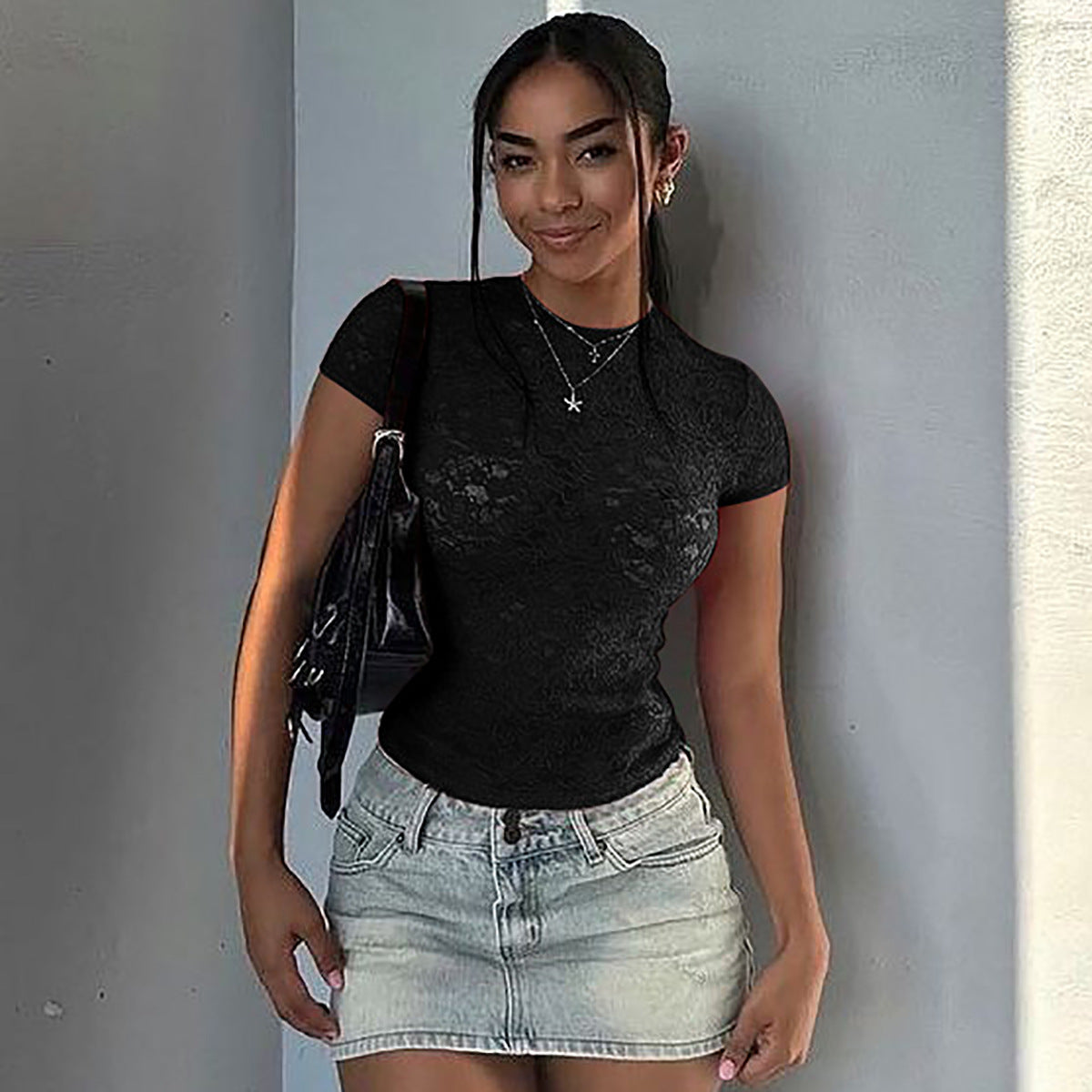 Black See Through Lace Top
