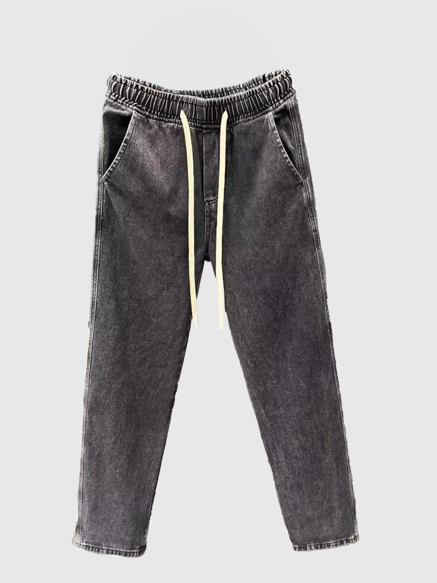 Charcoal Drawstring Wide Leg Denim