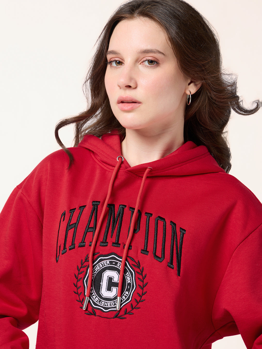 Red Varsity Graphic Russian Fleece Hooded Sweatshirt