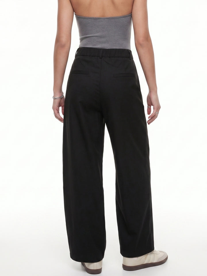Black High Waist Pleated Trousers
