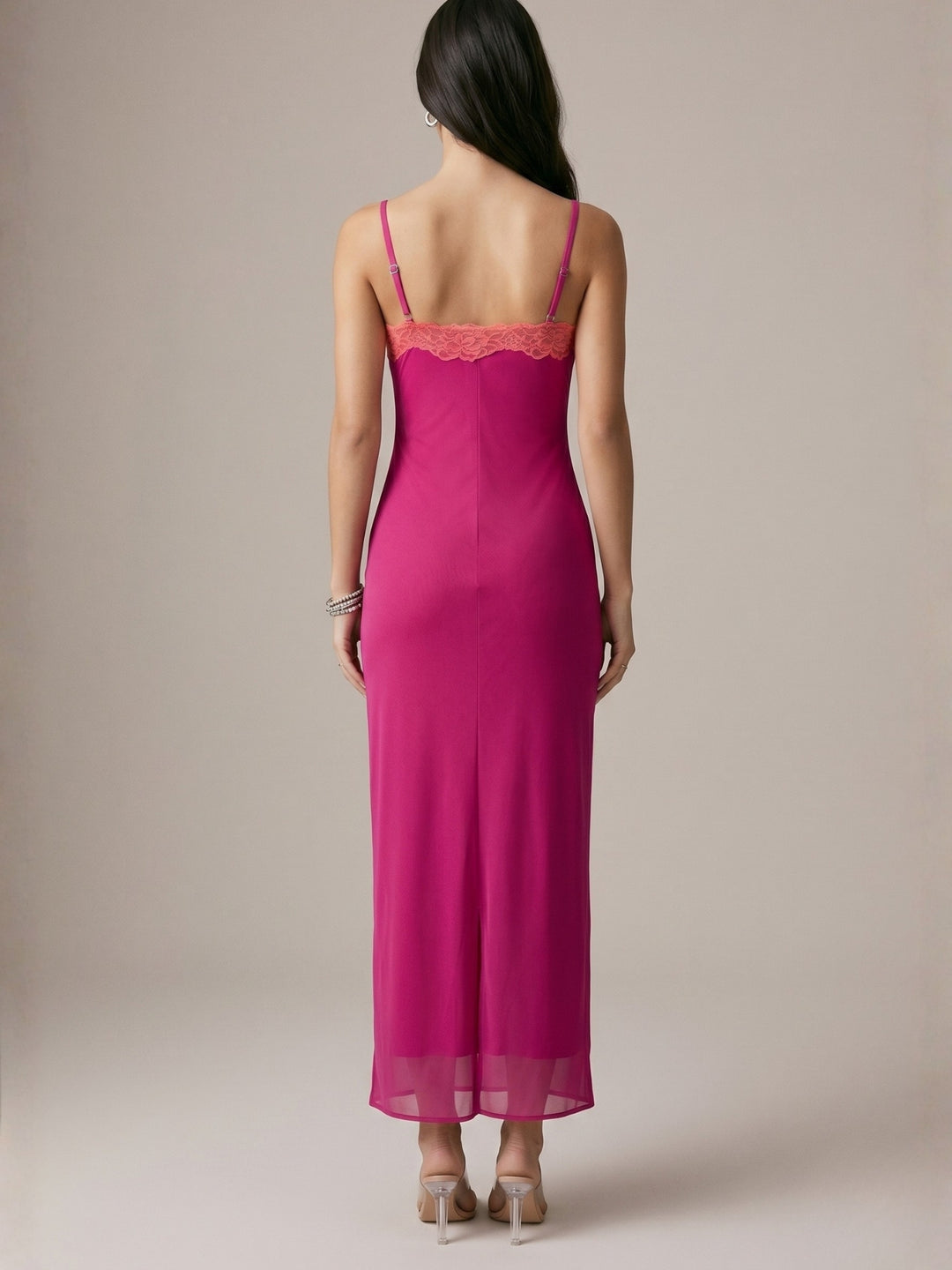 Purple Spaghetti Strap Lace Dress