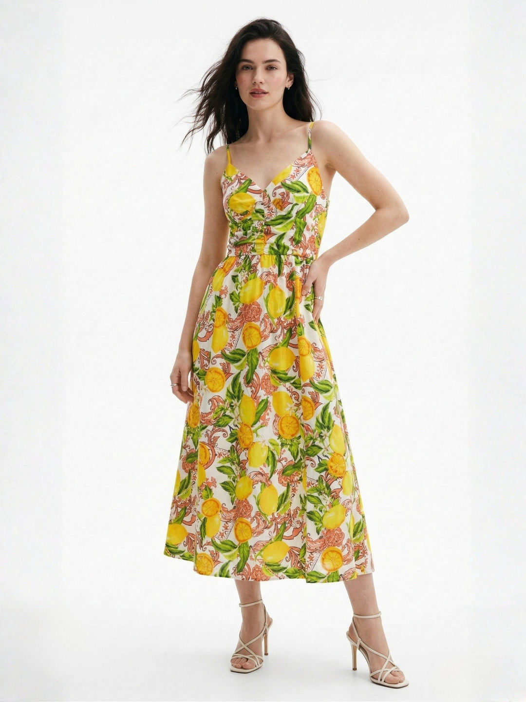 Multi Strappy Printed Slit Dress