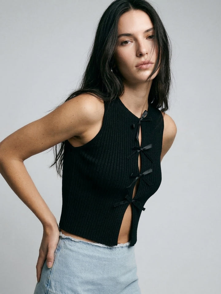 Black Double Layered Fitted Tank