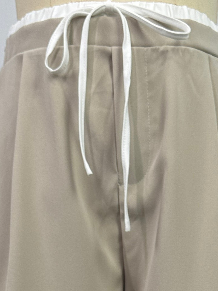 Beige Contrast Elasticated Waistband Joggers