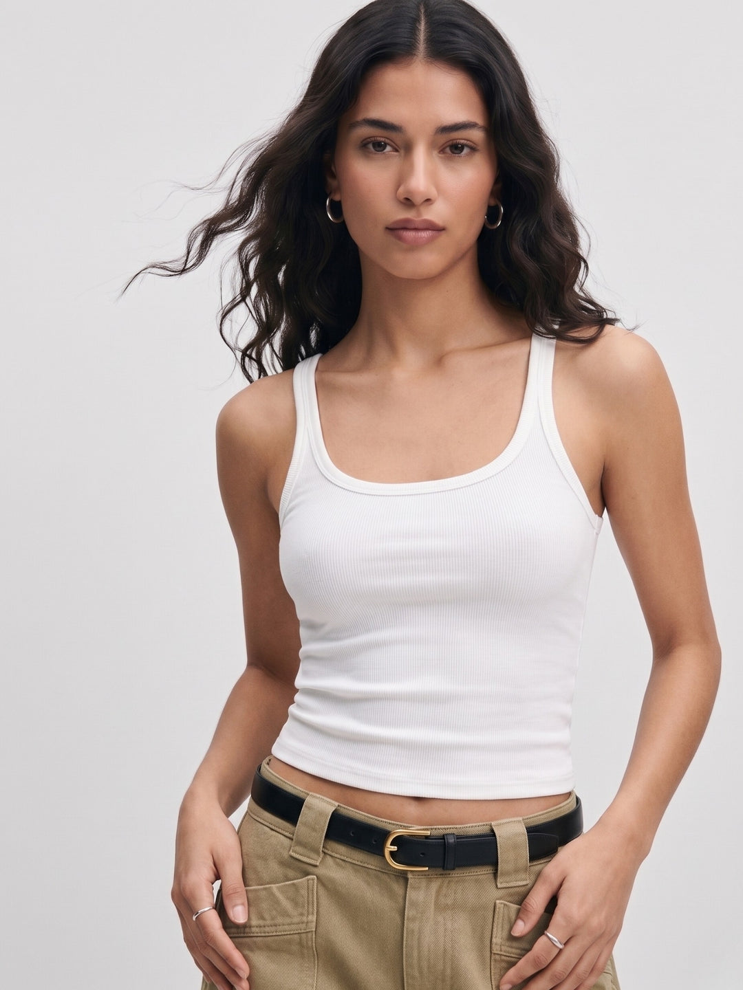 White Scoop Neck Tank Top