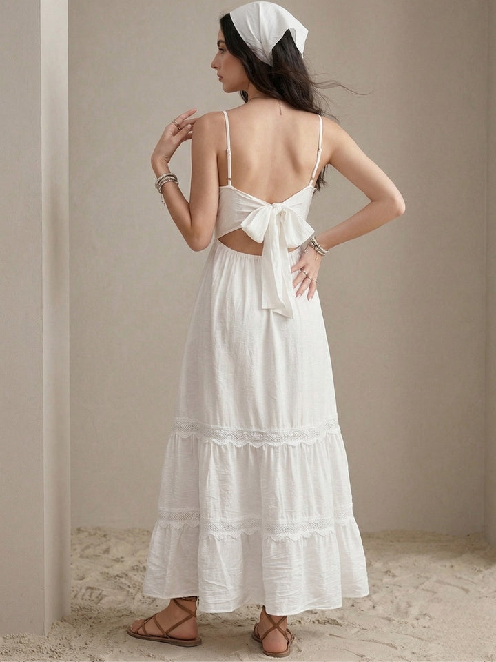 White Spaghetti Strap Tiered Dress