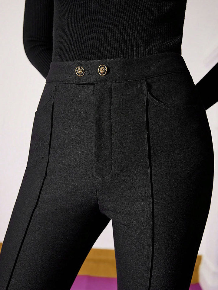 Black Pin Tucked Leggings