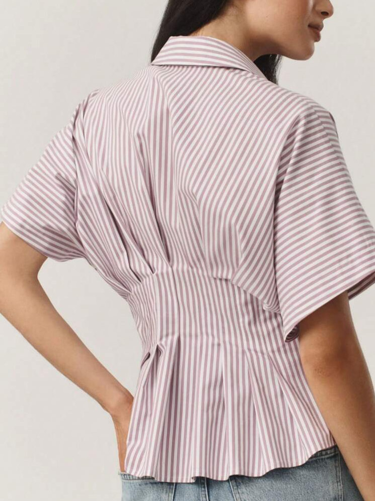 Pink Short Sleeve Waist Detail Shirt