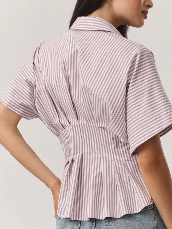 Pink Short Sleeve Waist Detail Shirt