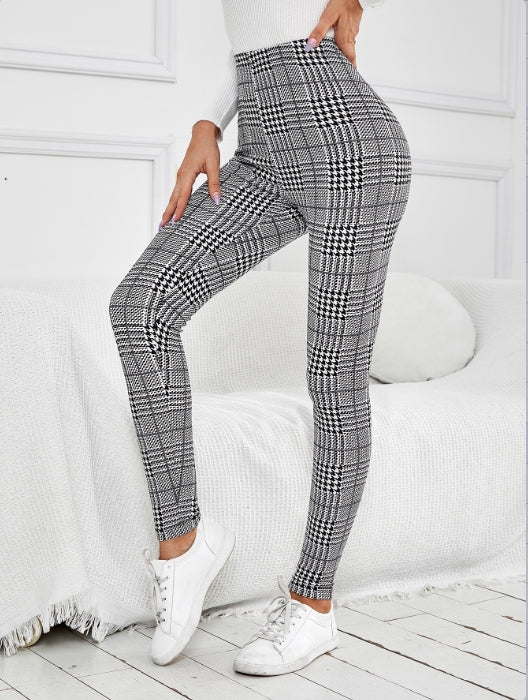 Black Check Fitted Leggings