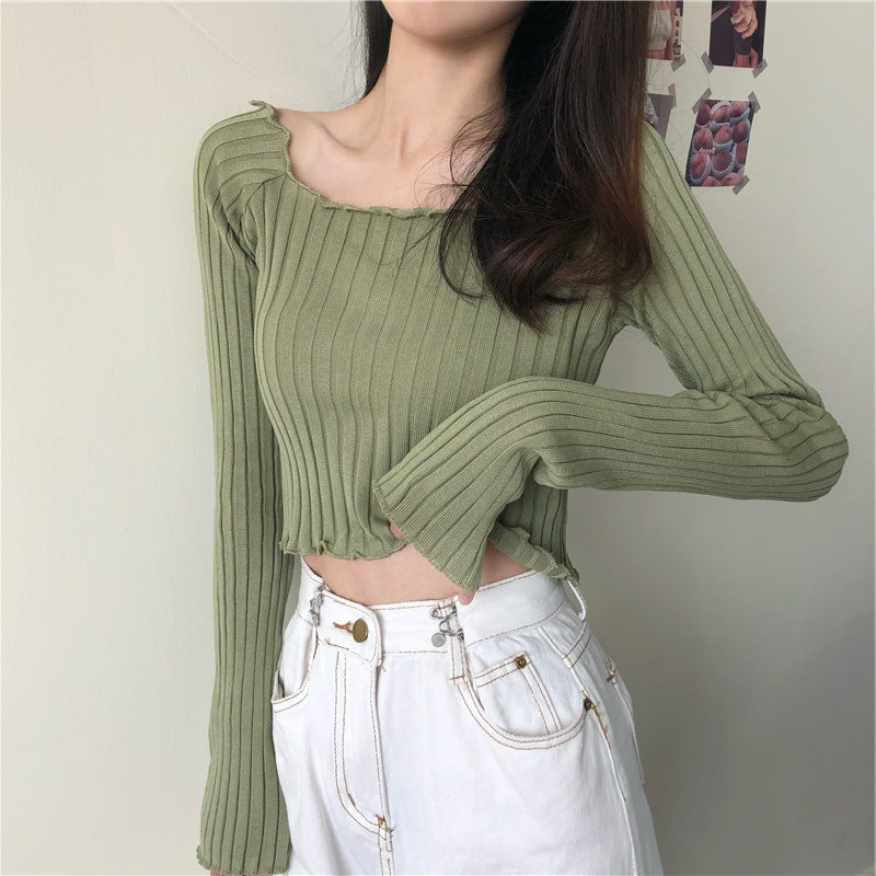 Green Scallop Neck Top