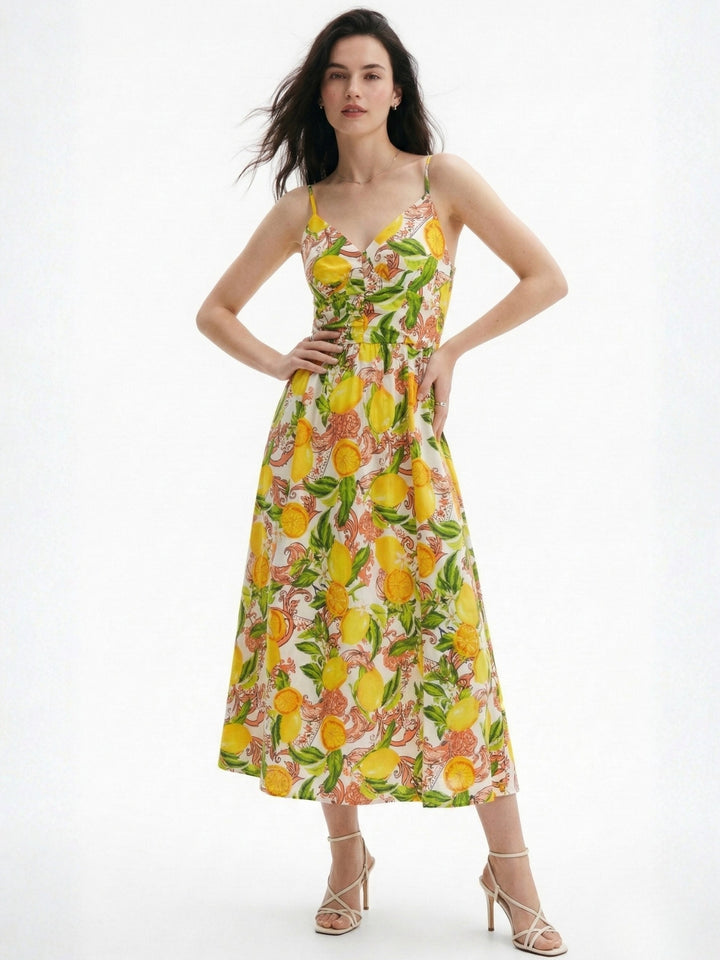 Multi Strappy Printed Slit Dress