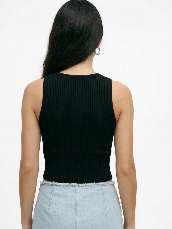 Black Double Layered Fitted Tank