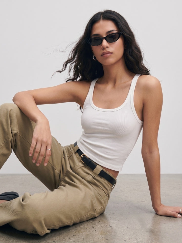 White Scoop Neck Tank Top